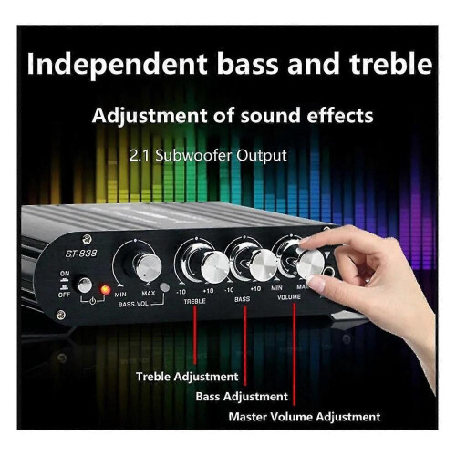 Ενισχυτής HiFi St-838 2.1 καναλιών αυτοκινήτου Mp3 Mini Aux Aux με ρύθμιση υψηλώ 2