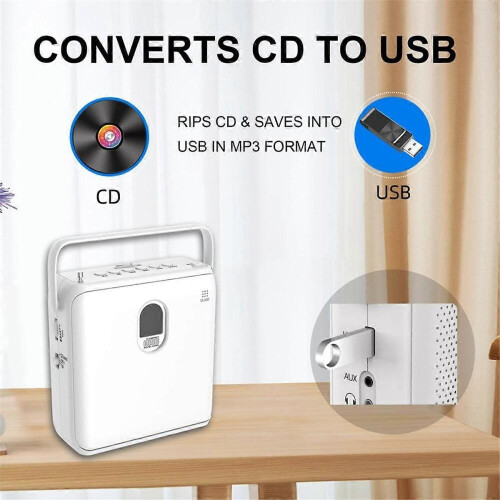 Φορητό Bluetooth CD Player με κάθετο σχεδιασμό, ηχεία CD, ραδιόφωνο FM, υποστήρ 2
