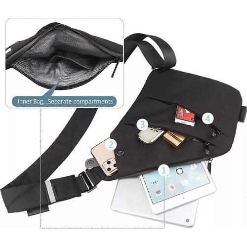 Neue diebstahlsichere Reise-Umhängetasche, rechte Schulter 2