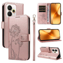Compatible with Realme 15 5G Flip Case Stylish And Protective Dandelion Print Leather Phone Case with Card Slots And Wrist Strap