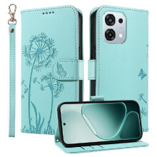 Compatible with OPPO A6 PRO Flip Case Stylish And Protective with Card Slots And Wrist Strap Dandelion Print Leather Phone Case