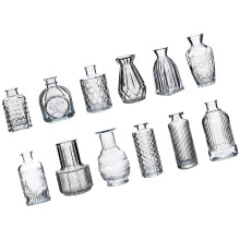 Small Glass Bud Vases Set,Small Retro Clear Flower-transparent