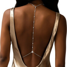 Elegant Drop Pearls Back Body Chain Body Jewelry-silver