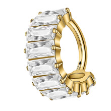 Titaniums Alloy Square Zirconia Cartilage Earring-Gold-color