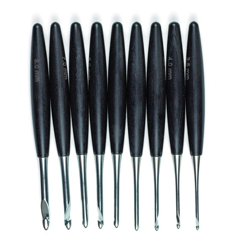 9Pcs Aluminium Crochet Hook for Knitting Ergonomic Wood Handle