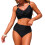 Comfortable Stretch Two Piece Swimsuit Fabric Texture-Black XL 1