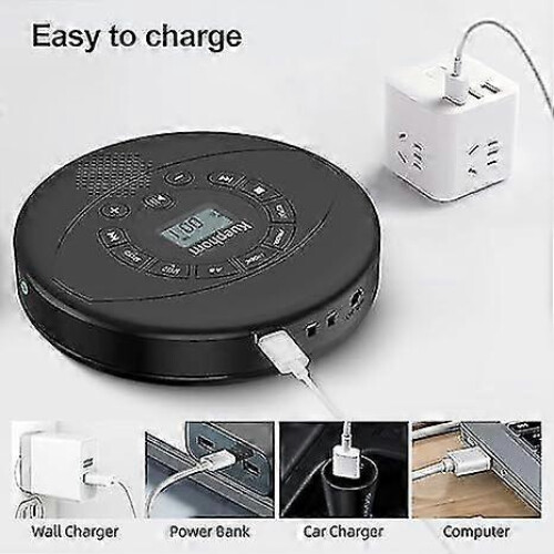 Φορητό CD player, επαναφορτιζόμενο, CD player με ηχείο, Φορητό CD player με ακουστικά, CD- 2
