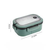 Boîte à lunch Bento 1200 ml à double paroi isotherme avec fourchette et cuillère, verte, idéale pour les étudiants et les employés de