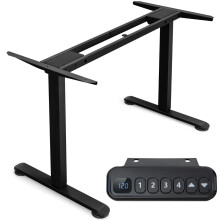 Elektrický nastavitelný rám stolu s dvojitým motorem, černý, 109-151x70-120 cm
