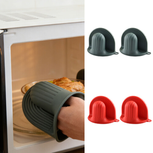 2 Pack Silicone Cooking Gloves Protect Hand From-Dark Green 2