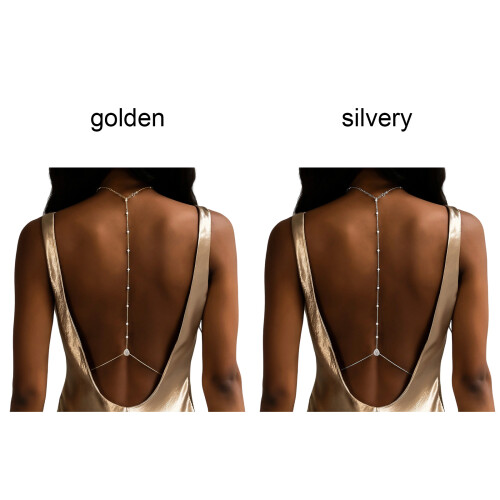 Trendy Adjustable Pearls Strand Body Chain Alloy Texture-gold 1