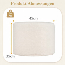 Ronde poef/ottoman, 45x35 cm, gevuld met schuim, beige