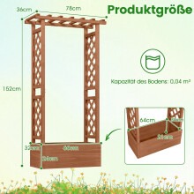Houten plantenbak met klimrek en dak, oranje, 66x32x152 cm