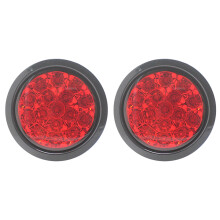 2Pcs 12V-24V 16LED Car Round Red Taillights Rear Fog Light Stop Brake Running Reverse Lamp for Truck Trailer Lorry