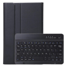Delbart Bluetooth-tastatur i læder til tablets, kompatibelt med Samsung Tab A7 Lite 8.7 T50 / T505, med holder og ela