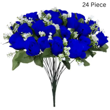 Blue Head Rose Bouquet Artificial Flower 24 Piece