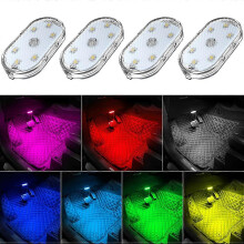 4 Pack Car LED Interior Lights, 7 Colors Mood Lights, USB Rechargeable LED Reading Lights