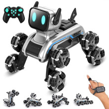 Robot hond speelgoed met gebarenbediening via polsbandje, LED-ogen, RC stuntauto voor alle terreinen voor kinderen