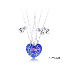 3pcs Good Friend Dolphin Necklace Creative Magnet Splicing Heart Necklace Set