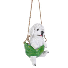 Altalena per cani da giardino in resina, statuetta di animale per decorazione da prato.