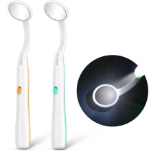 Tandspiegel met verlichting, 2 stuks, tandspiegel, mondspiegel, tandinspectiespiegel met LED-verlichting voor mondverzorging, inclusief batterij.