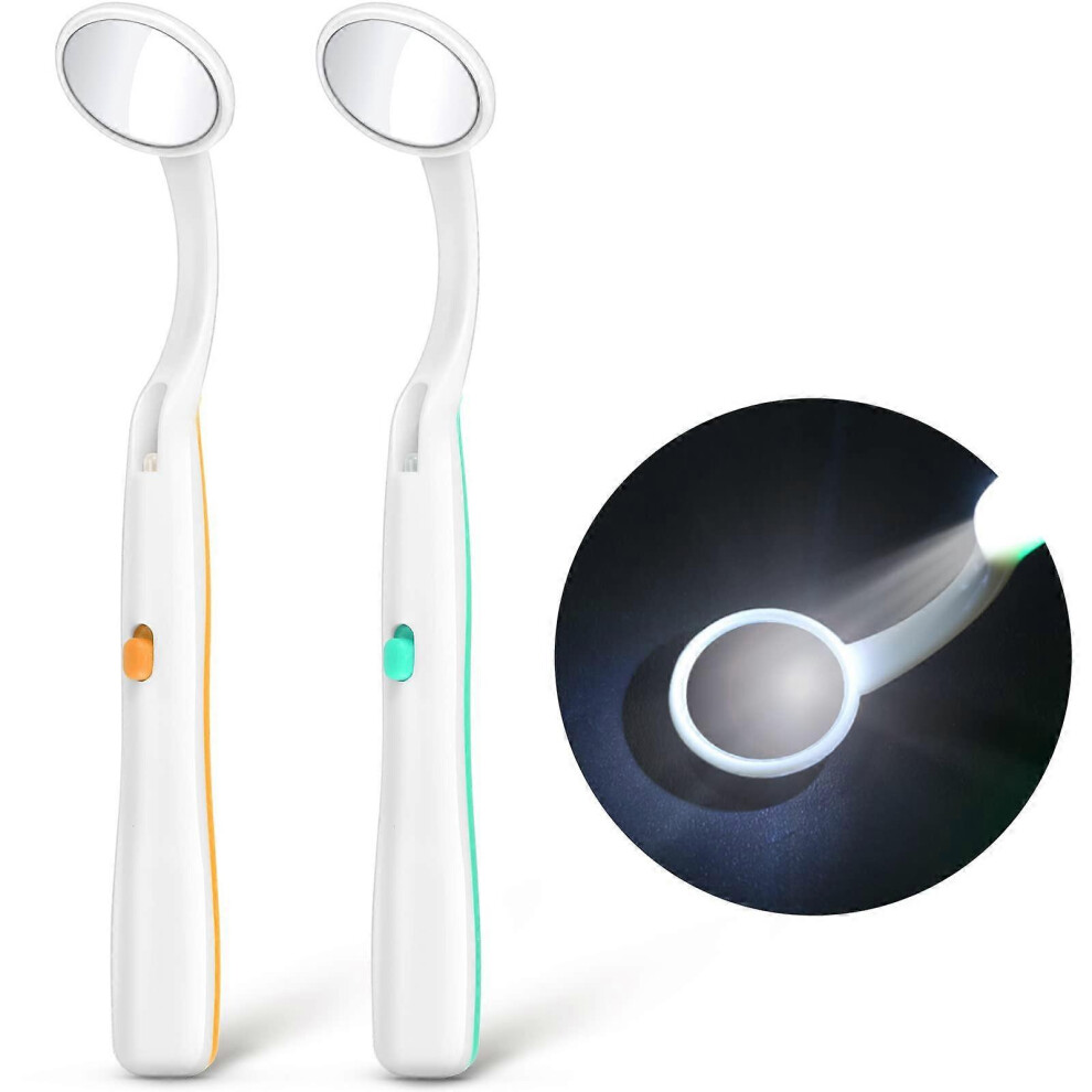 Light Dental Mirror With 2 Pcs Dental Teeth Mirror Mouth Tooth Mirror Dental Inspection Mirror With Led For Oral Dental Care Oral With
