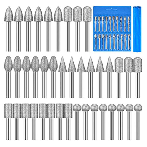 Σετ 40 τεμαχίων Diamond Burr Bits για εργαλείο με 1/8 ίντσα για στίλβωση πέτρας χάραξης 2