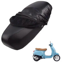 Motorfietszadelhoes compatibel met Vespa LX 125 2009-2010, zwart leer, waterdicht en stofwerend.