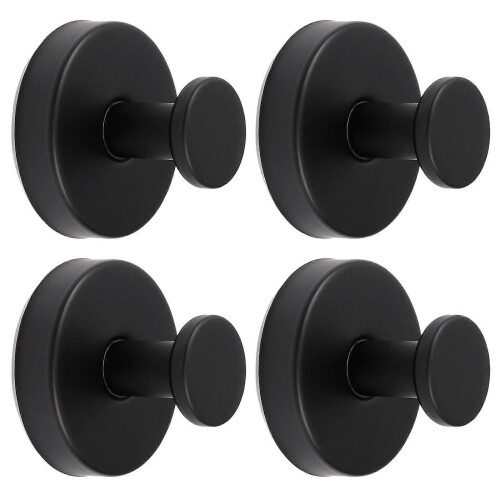 4 Pack Black Suction Cup Hooks for Shower Glass Doors Rustproof Twist Lock Bathroom Towel Holders 15lbs