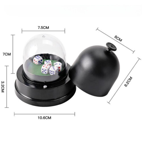 Automatic Dice Roller Cup Battery Powered Pub Bar Game Play With 5 Dices Black 26s 1