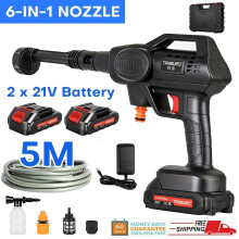 2 Battery Cordless Car High Pressure Washer Jet Water Wash Cleaner Gun Portable