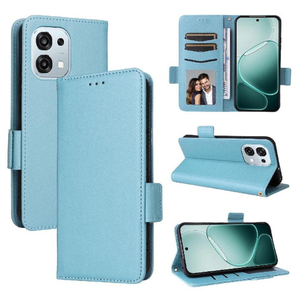 (Light ) Flip Case For Oppo A6 4G Side Buckle Magnetic Pu Leather Wallet Card Slots Holder Blue 764563373215