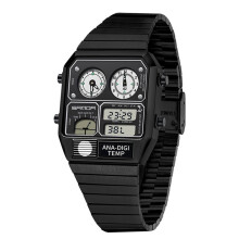 SANDA Digital Watch for Men Themes Multifunctional Wristwatch with Temperature Stopwatch Dual and Calendar Black White