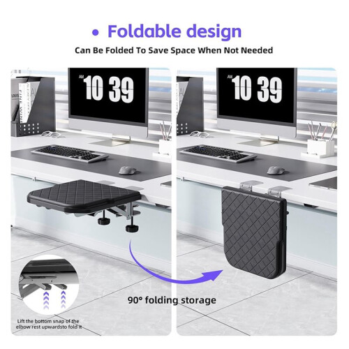 Arm Rest for Desk, 90Foldable Computer Wrist Rest Shelf , Ergonomic Arm Support Desk Extender for Office Home 2