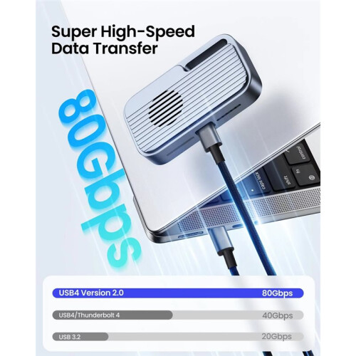 USB 5 Cable 80Gbps 240W 8K 60Hz for  5 Fast Charging for Thunderbolt3 USB 5.0 USB C to C Data Transfer Cable 2