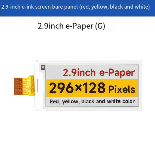 2.9inch E-Paper E-Ink Display Module SPI 296x128 Red-Yellow-Black-White for Development Board DIY IoT Projects 2
