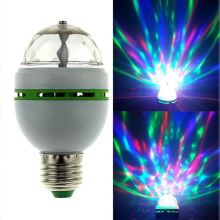 Bec LED RGB rotativ pentru petrecere disco cu soclu E27, bec stroboscopic, lumină de scenă cu cristale, culoare schimbătoare (bandă de