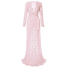 Easy Care Maternity Gown Long Sleeve V Neck-Fruity pink XXXL