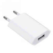 Caricabatterie USB compatibile con iPhone/Samsung 5V/1A e altri, colore bianco.