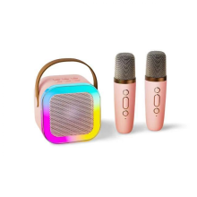Mini karaokemaskin for barn og voksne, bærbar Bluetooth-karaokehøyttaler med 2 trådløse mikrofoner, perfekt gave