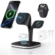3 in 1 Wireless Charging Station for Apple MagSafe Charger for iPhone 17e Air 17 16 15 14 13 12 Series, Magnetic Stand for Apple Watch