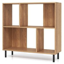 Librería con 4 compartimentos y patas de metal estante de pie estante de almacenamiento natural