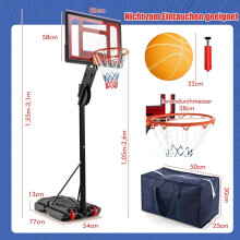 Justerbar basketballbøyle med stativ og hjul, 105-260 cm