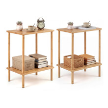 Bambus-Beistelltischset, 2-stöckig - 40 x 30 x 55 cm, Natur