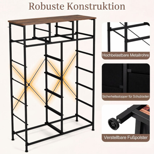 Kommode mit 14 Stoffschubladen, Metallgestell und Holzplatte 2
