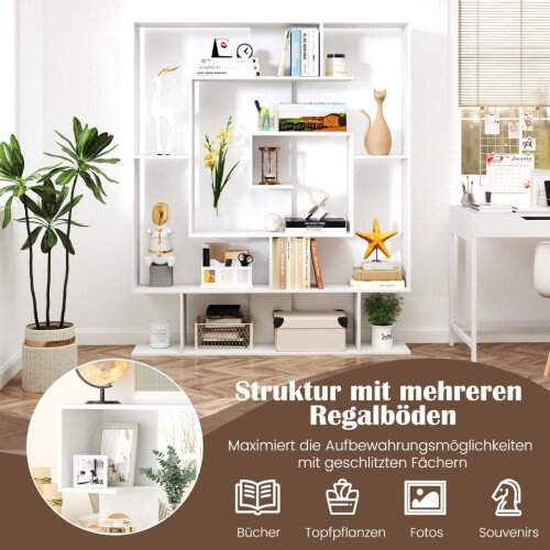 Boekenplank met 7 niveaus - Geometrisch ontwerp, wit 2