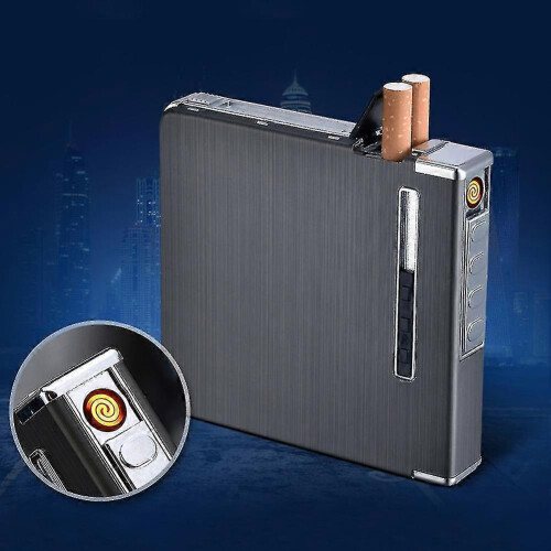 Hiborth 20 Loaded Cigarette Case Dispenser Tobacch Box Holder Windproof Lighter 1