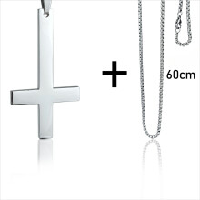 Stainless Steel Upside Down Cross Necklace Inverted Cross Pendant With Chain