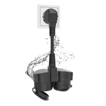 Ștecher dublu pentru priză, cablu prelungitor cu 2 prize Schuko, priză multiplă de exterior, 16 A / 250 V, ștecher UE