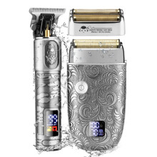 Men's 2-in-1 Electric Hair Clipper Set, Waterproof (Gray)